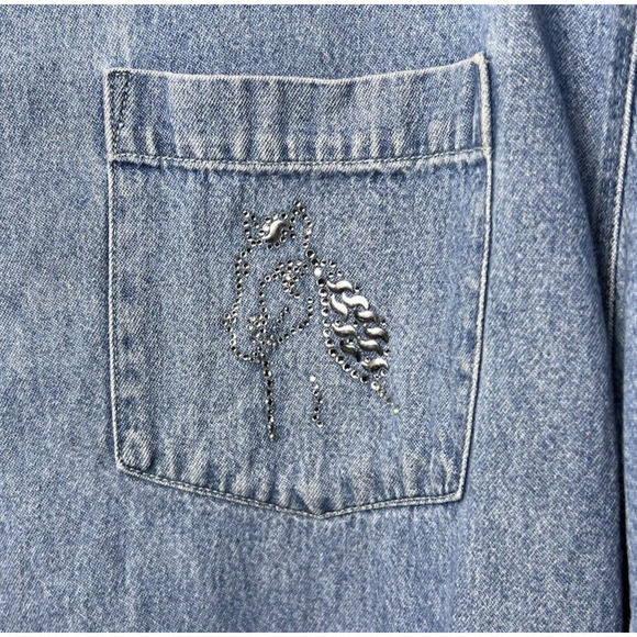 Port Authority Simply Hot Unisex Western Style Button down denim Shirt Size L - Picture 4 of 9